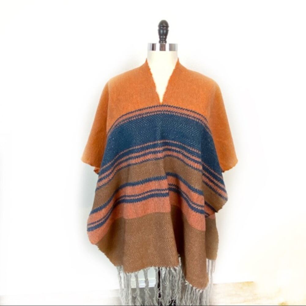 Poncho Handwoven Boho Hippie Festival Unisex One Size Woven By Susan Mossholder
